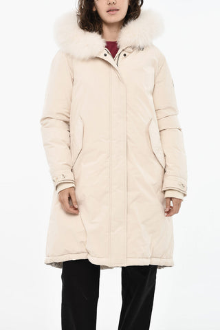 Solid-Color Puffer KEYSTONE with Fur on Hood