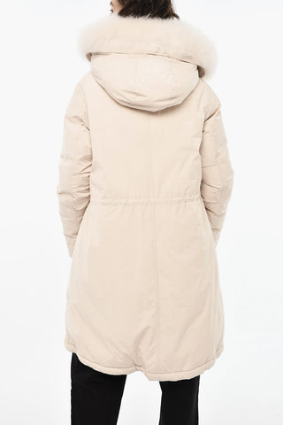 Solid-Color Puffer KEYSTONE with Fur on Hood