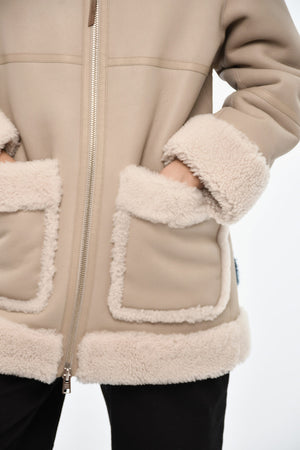 Ledermantel HARMONY mit Sherpa-Details