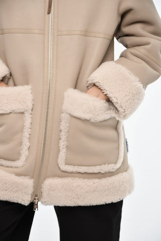 Ledermantel HARMONY mit Sherpa-Details