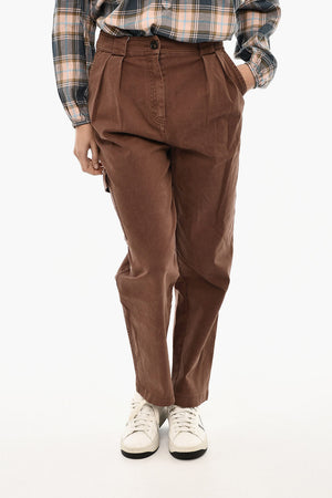 Cotton Twill Double-Pleat Cargo Trousers