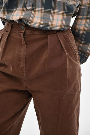 Cotton Twill Double-Pleat Cargo Trousers