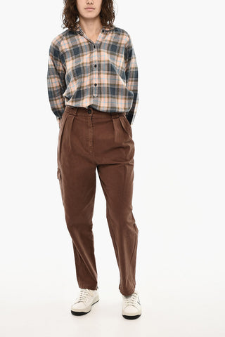Cotton Twill Double-Pleat Cargo Trousers