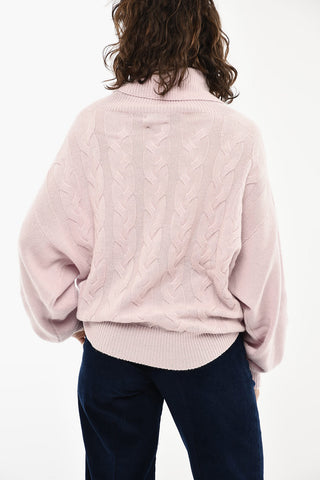 Maglia a Collo Alto a Motivo Aran in Cashmere