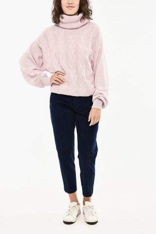Maglia a Collo Alto a Motivo Aran in Cashmere