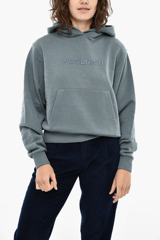Felpa Hoodie in Cotone Felpato con Logo Frontale