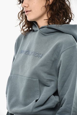 Felpa Hoodie in Cotone Felpato con Logo Frontale