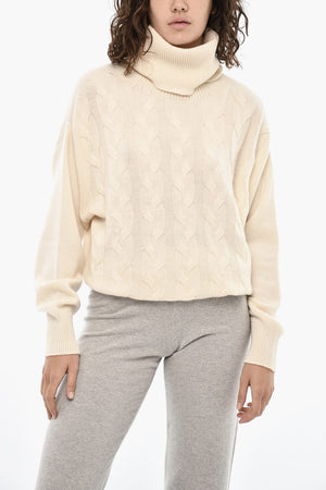 Maglia a Collo Alto In Cashmere a Motivo Aran