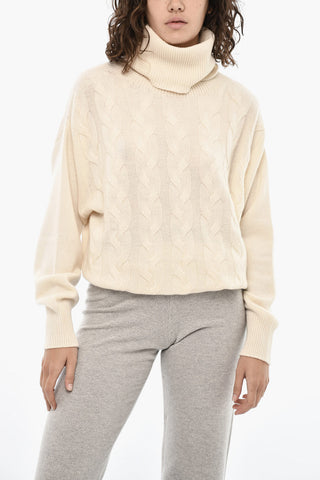 Maglia a Collo Alto In Cashmere a Motivo Aran