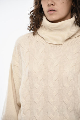 Maglia a Collo Alto In Cashmere a Motivo Aran