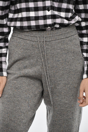 Joggers In Lana Vergine con Dettagli a Coste