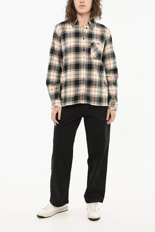 Bluse im Plaid-Karo mit Tasche