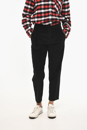 Pantaloni a Una Pince in Velour a Coste