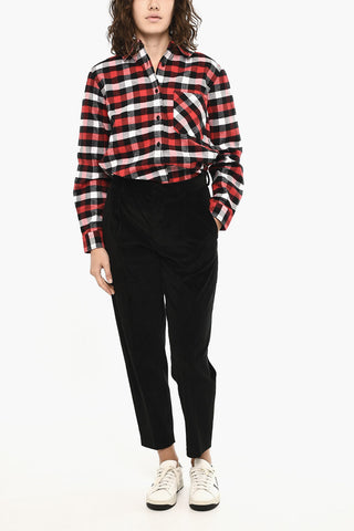 Ribbed Velour One-Pleat Trousers