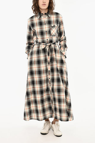 Check Maxi Shirt Dress with Belt