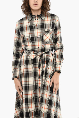 Check Maxi Shirt Dress with Belt