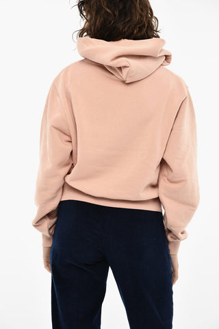 Felpa Hoodie in Cotone Felpato con Logo in Rilievo