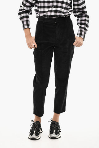 Hose Mit Einer Bundfalte Aus Geripptem Velours