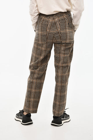 Pantaloni  BAKERin Misto Lana a Quadri con Elastico in Vita