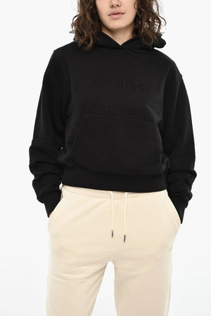 기모 코튼 후드 스웨트셔츠 양각 로고