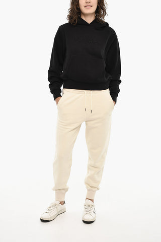 Felpa Hoodie in Cotone Felpato con Logo in Rilievo