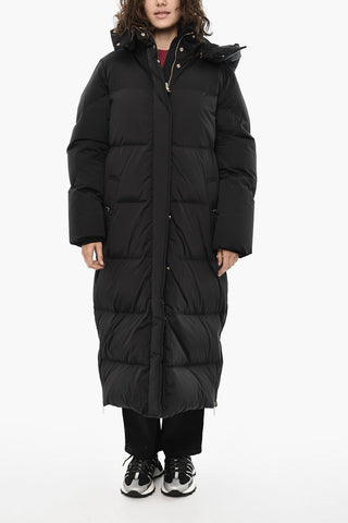 Quilted AURORA Maxi Down Jacket with Golden Effect Details