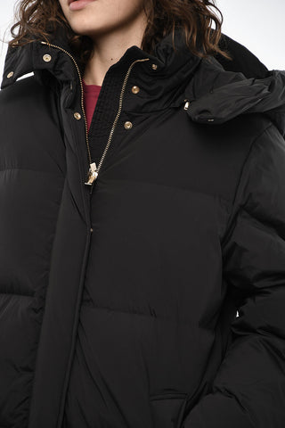 Quilted AURORA Maxi Down Jacket with Golden Effect Details