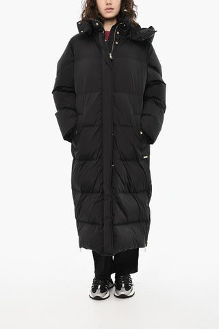 Quilted AURORA Maxi Down Jacket with Golden Effect Details