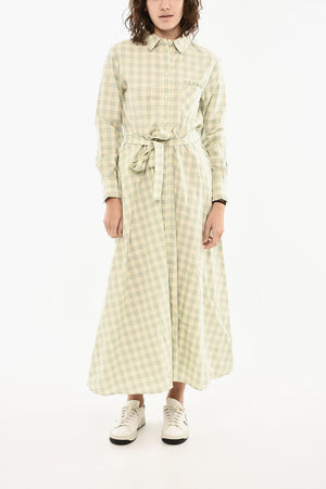 Maxi Hemdblusenkleid Mit Karomuster Und Gürtel