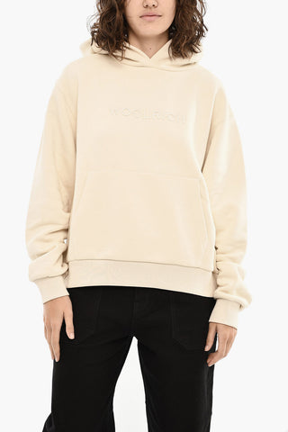 Brushed Cotton Hooded Sweatshirt with Raised Logo