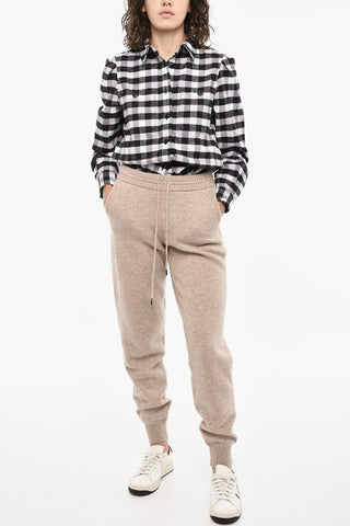 Virgin Wool Joggers with Ribbed Details
