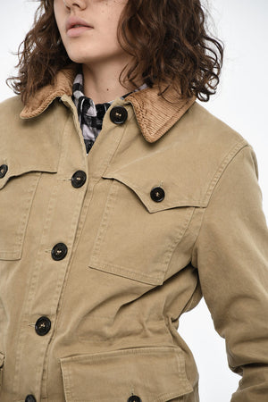 Overshirt in Velour con Colletto in Corduroy