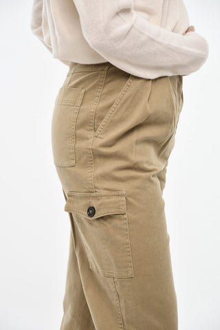 Pantaloni a Doppia Pince in Twill di Cotone