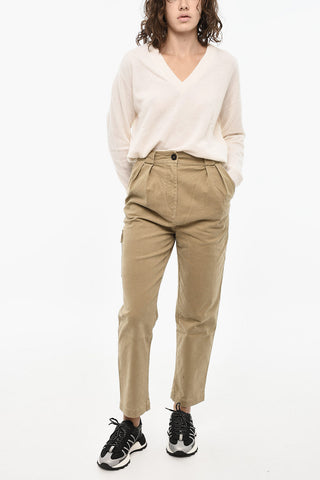 Pantaloni a Doppia Pince in Twill di Cotone