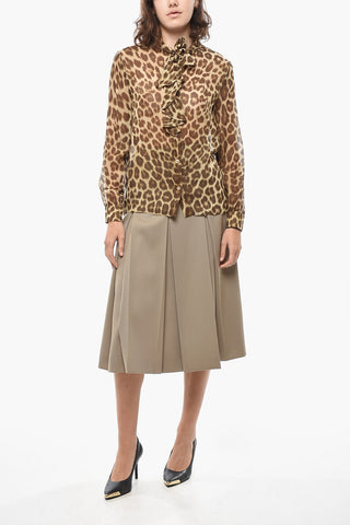 Blusa Tie Neck in Seta Motivo Animalier