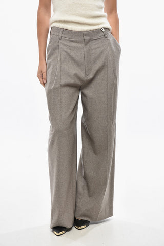 Wool Blend Cropped Fit Palazzo Pants