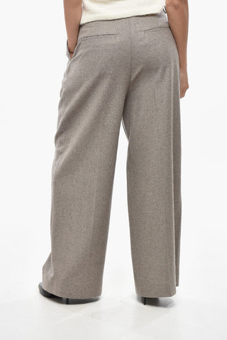 Wool Blend Cropped Fit Palazzo Pants