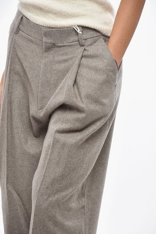 Wool Blend Cropped Fit Palazzo Pants
