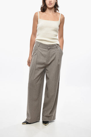 Wool Blend Cropped Fit Palazzo Pants