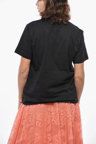 Rundhals-T-Shirt aus Baumwolle mit seitlich besticktem Logo