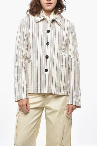 Wool-Blend Blazer ABEILLE with Bayadere Pattern