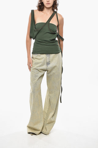 Asymmetrisches Ripp-Tanktop aus Baumwollmischung