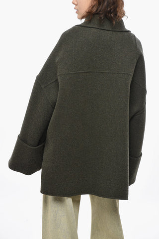 Wool-Blend Coat with Front Zip