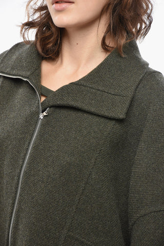 Wool-Blend Coat with Front Zip