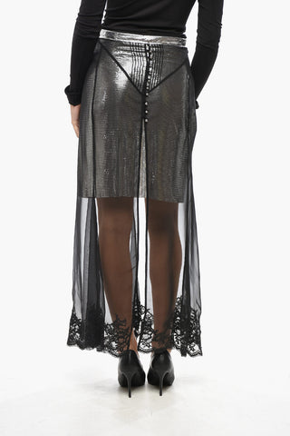 Gonna in Maglia di Metallo con Strato in Chiffon
