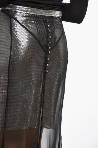 Gonna in Maglia di Metallo con Strato in Chiffon