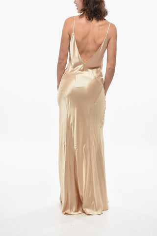 Silk Satin Slip Dress with V Neck