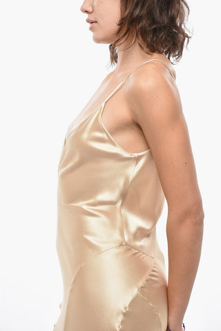 Silk Satin Slip Dress with V Neck