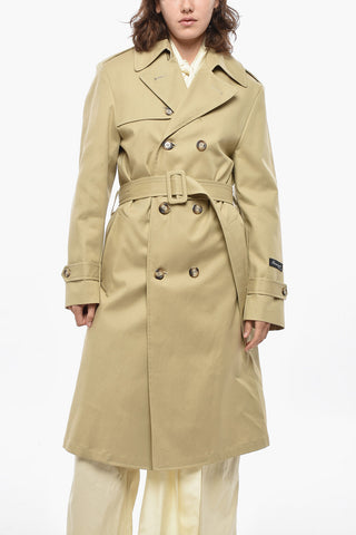 Double-breasted Cotton Trench Coat with Belt