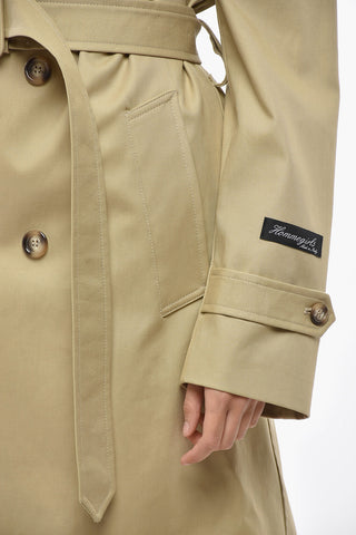 Double-breasted Cotton Trench Coat with Belt